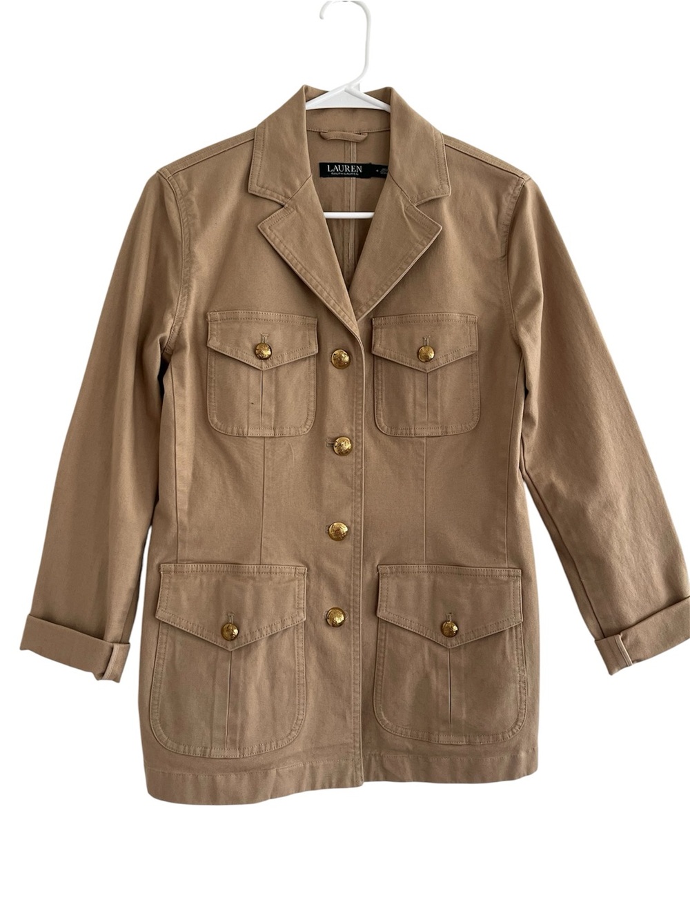 🌺 Lauren Ralph Lauren Beige Utility Jacket with Gold Buttons